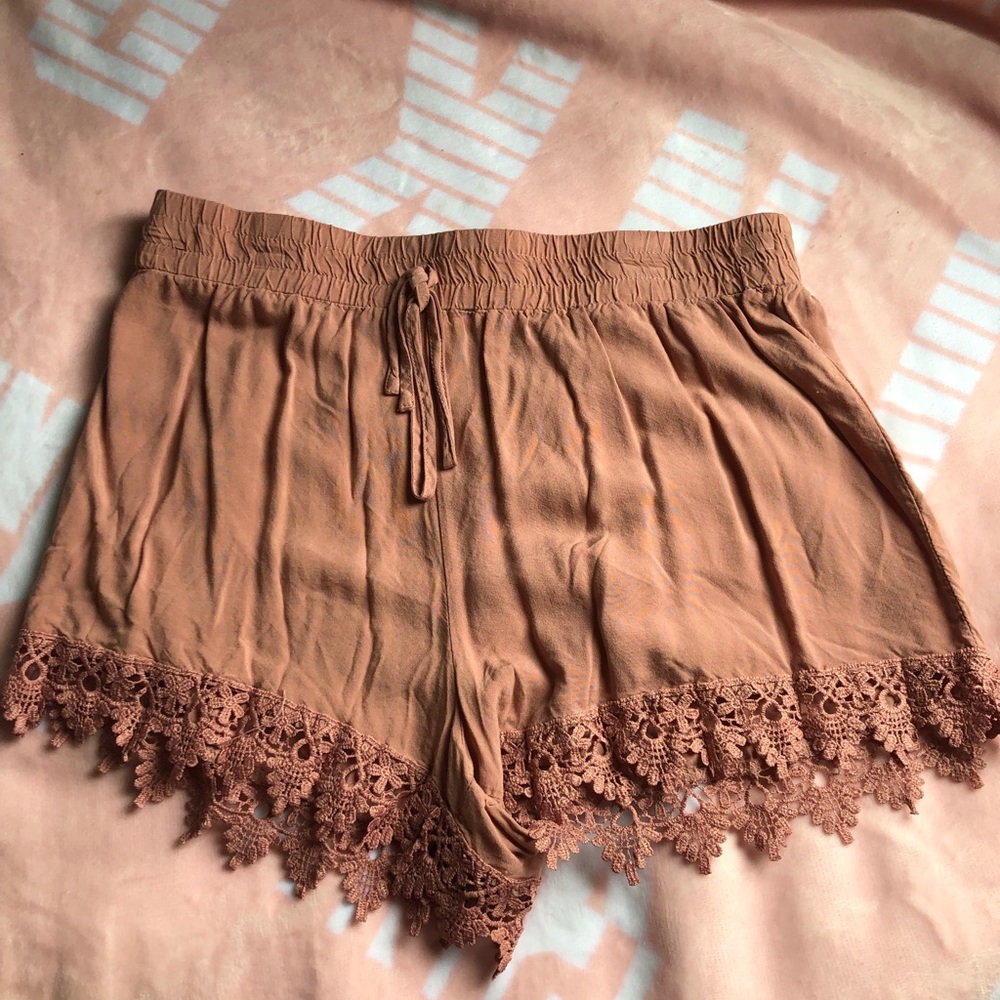 Pink blush floral trim shorts